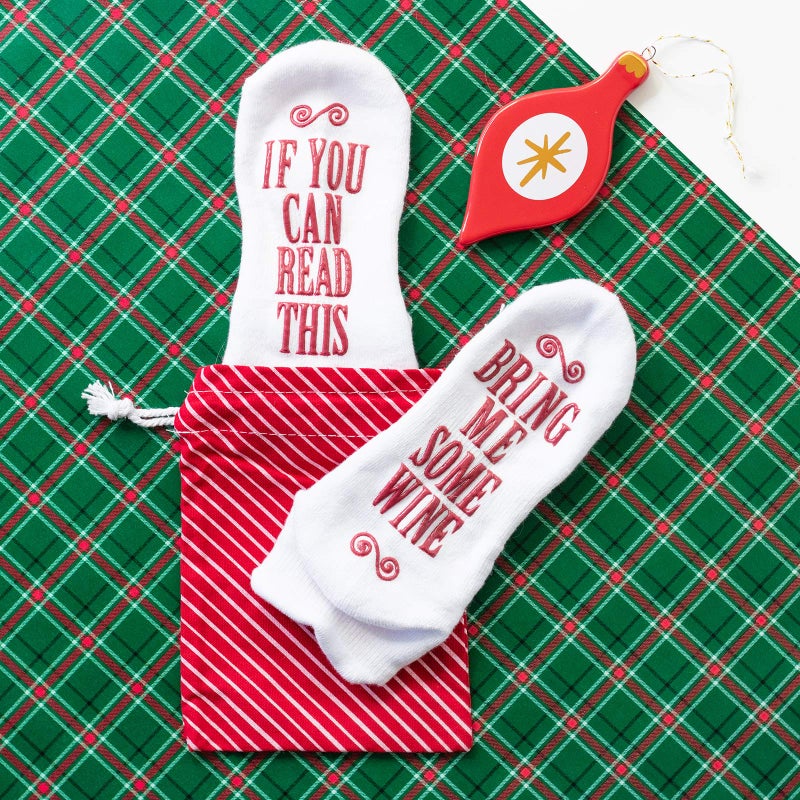 Haute Soiree If You Can Read This, Bring Me Some Wine Funny Socks for Women - One Size Fits All Gift for Wine Lovers - Image 3